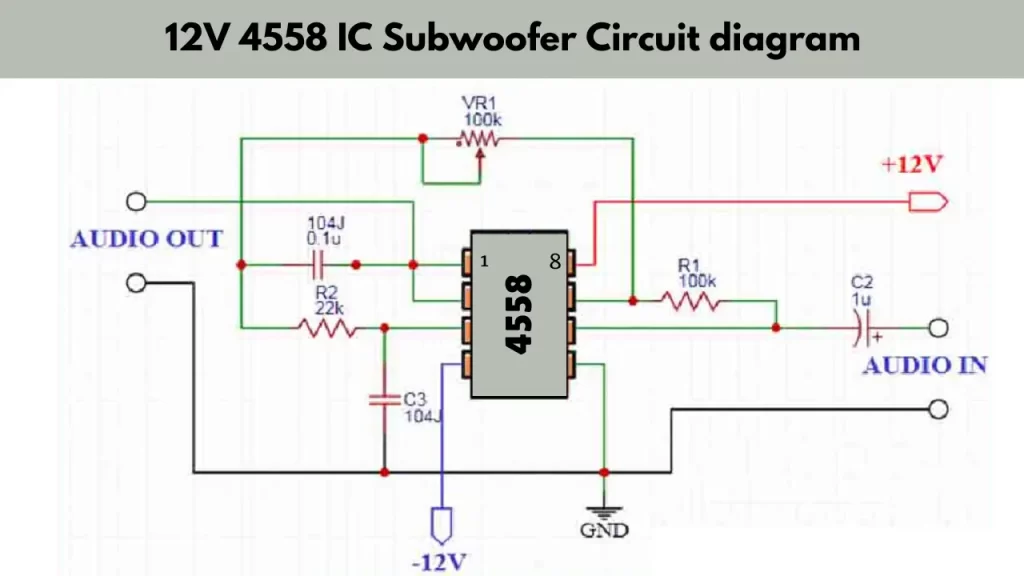 12v 4558 ic subwoofer low pass filter circuit diagram