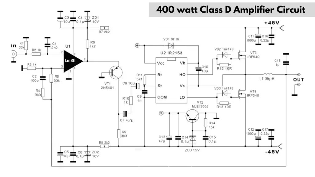 400 Watt Class D Amplifier Circuit diagram