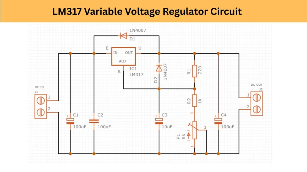 LM317 variable voltage regulator circuit
