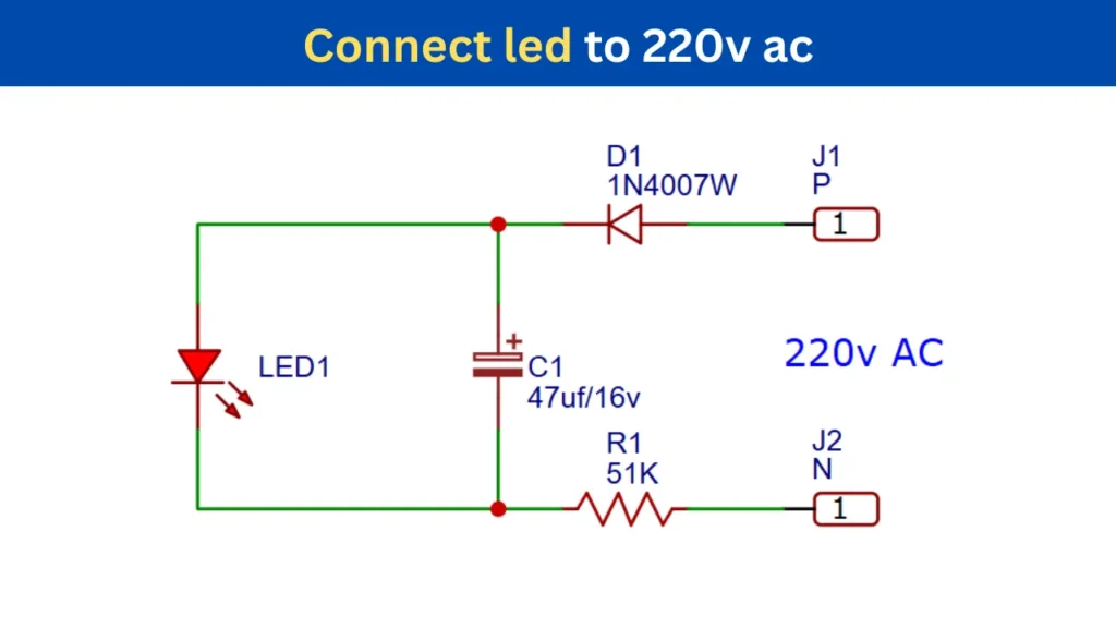connect led to 22ov ac circuit